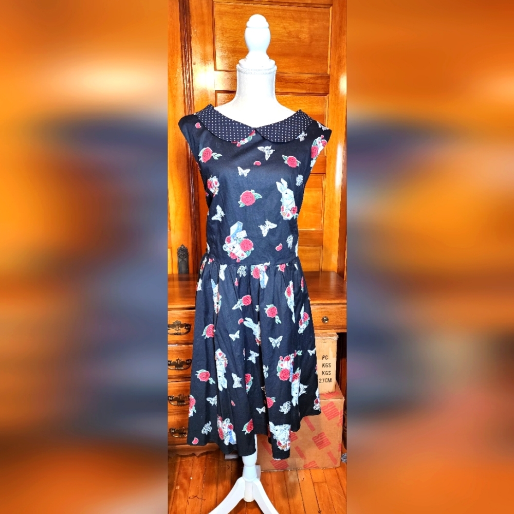 Hell Bunny *RARE* Drink Me dress w heart shaped back cutout